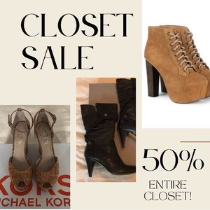 For a limited time 50% off entire closet!